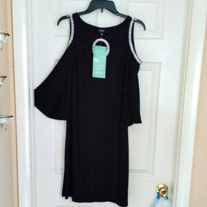 MSK Black One Shoulder Dress with Silver Accents